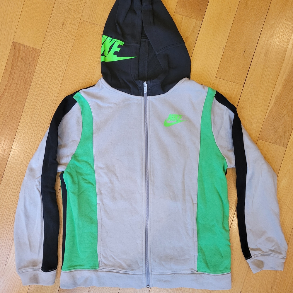 Nike Kids Hoodie in Green and Gray